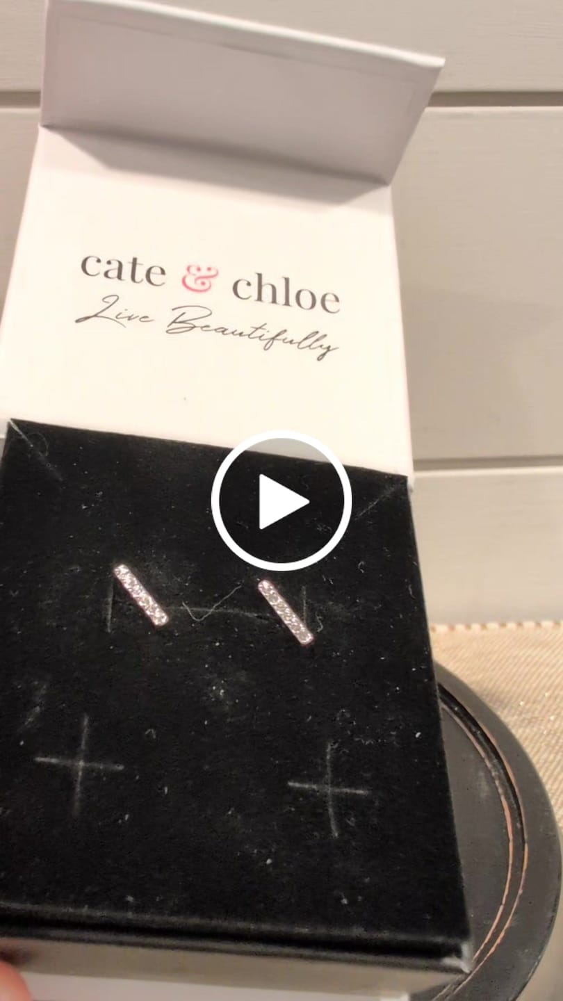 Customer video review of Hayden 18k White Gold Plated Linear Stud Earrings with Swarovski Crystals
