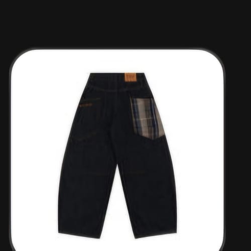 Customer photo review of Omirad Plaid Patch Curved Denim Pants