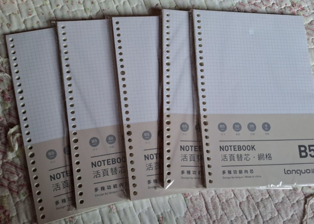 Customer photo review of Languo - Pack 50 Hojas para Libretas Anilladas Tipo Binder B5 con Sistema Refill