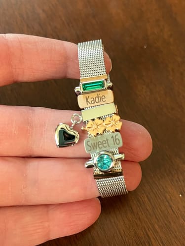 Customer photo review of Mesh charm stone silver blue