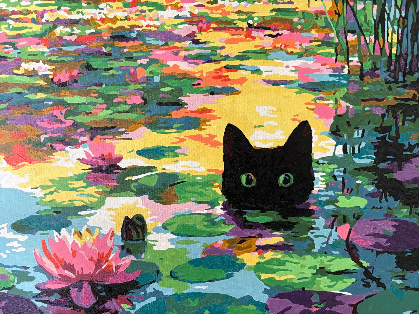 Customer photo review of A Water lilies cat | Paint by Number