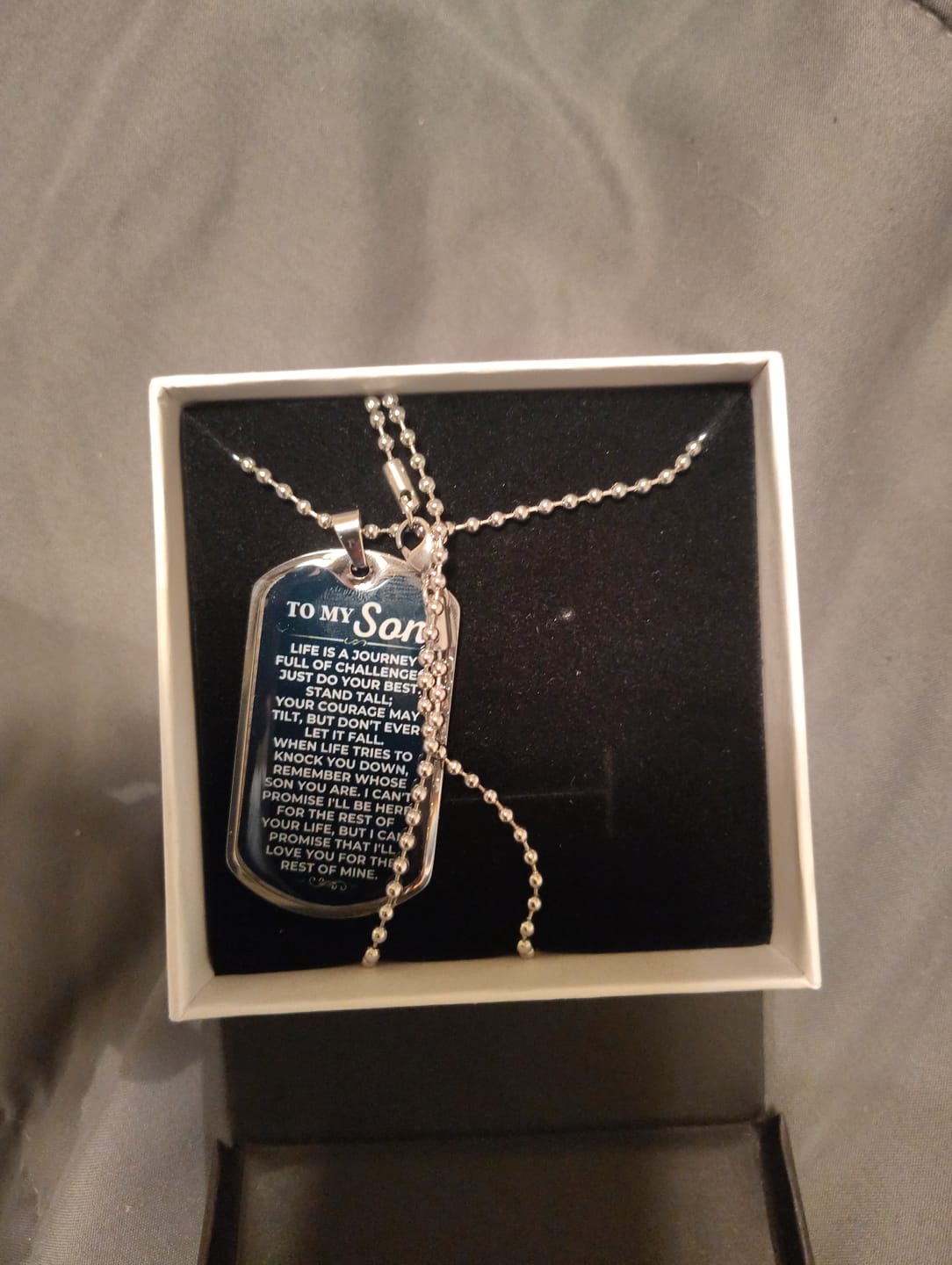Customer photo review of To My Son - Love Tag - SS441-DT