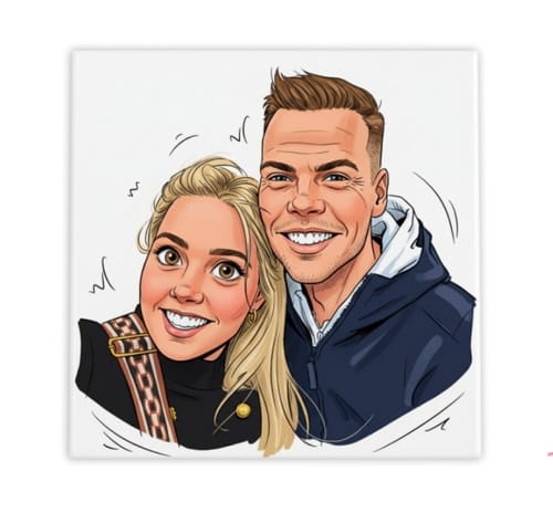 Customer photo review of Jouw Foto in Karikatuur Stijl - Gepersonaliseerde Tegel