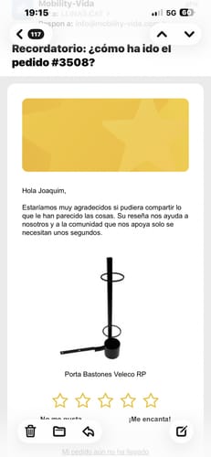 Customer photo review of Porta Bastones Veleco RP