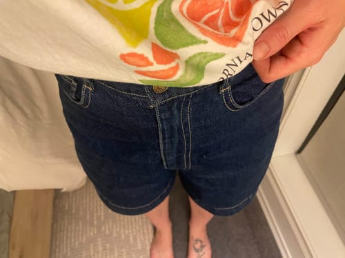 Customer photo review of Denim Trophy Shorts