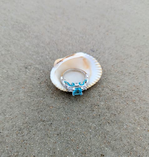 Customer photo review of Love Rivet Ring - Aquamarine