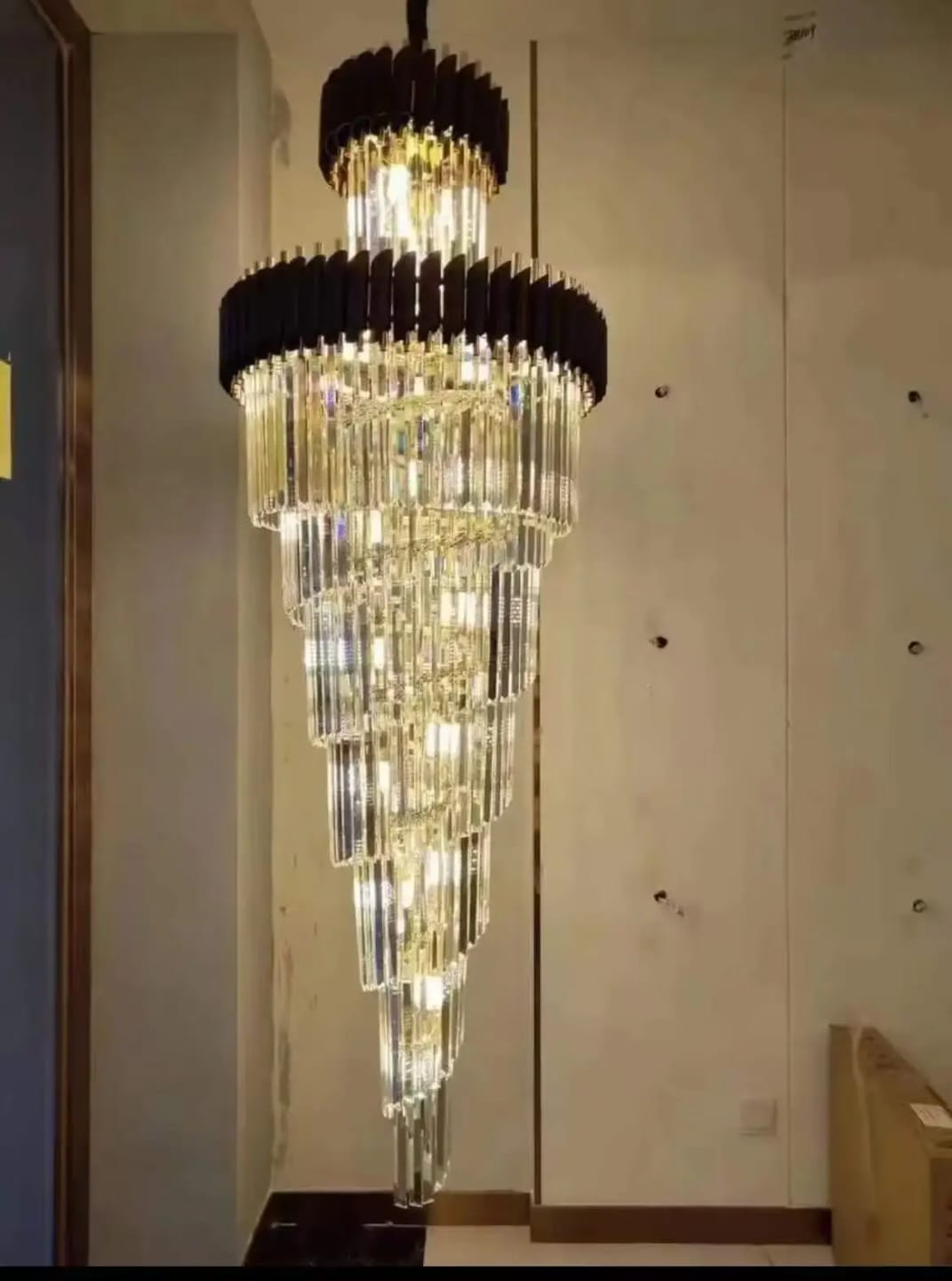 Customer photo review of Olivia Crystal Modern Stair Chandelier