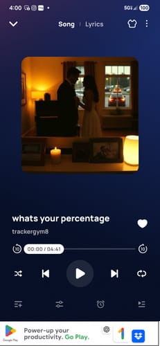 Customer's custom song from CREATE YOUR MELODY playing in a music app with a personal photo as cover art.