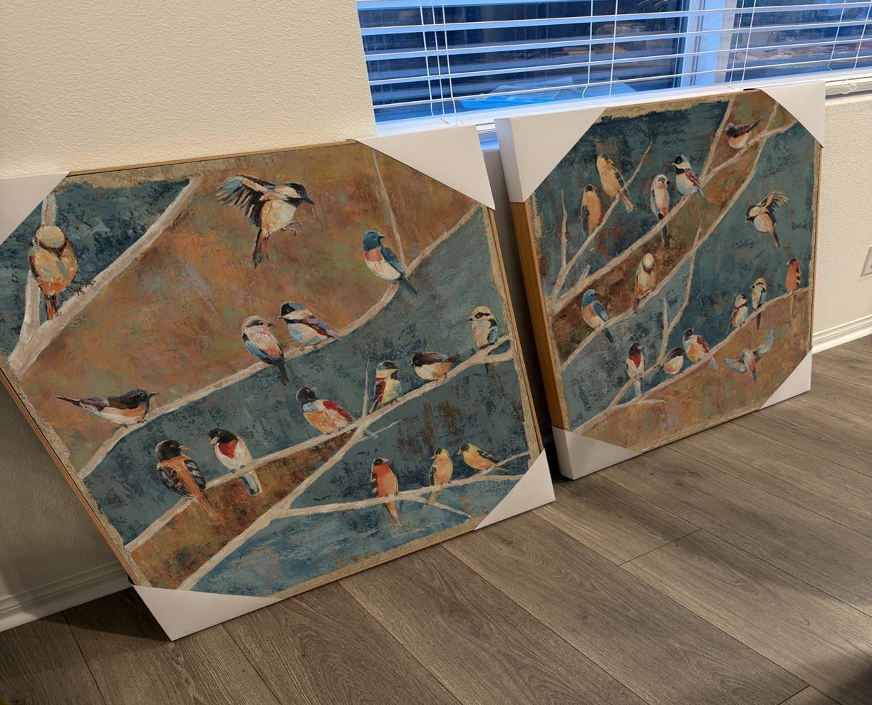 Customer photo review of Golden Harmony - Perched Birds Art #M3552