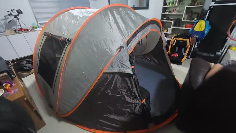 Customer photo review of Pop-Up Throw Tent 5-8 Person – Automatic Waterproof Camping Tent