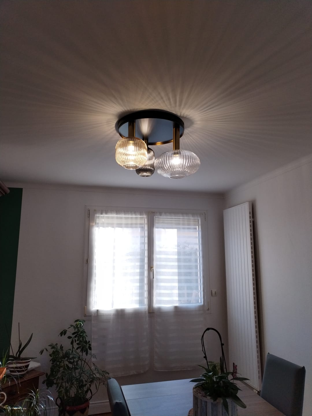 Customer photo review of Plafonnier en verre vintage CRISTALI | 3 luminaires à personnaliser