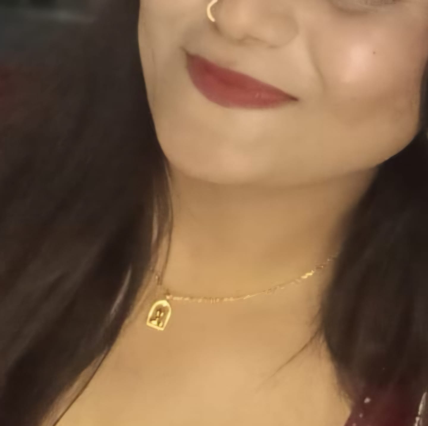 Customer photo review of Dainty Bloom Frame Pendant Necklace