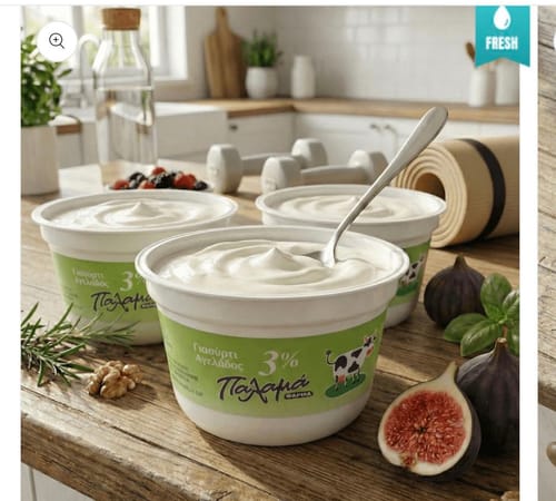 Customer photo review of Traditional Greek Strained Cow Yogurt 3% – Naturally Thick, High Protein & Low Fat (3×200g)