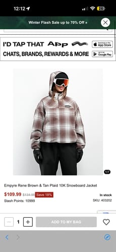 Reviewer's screenshot showing an unrelated jacket product.