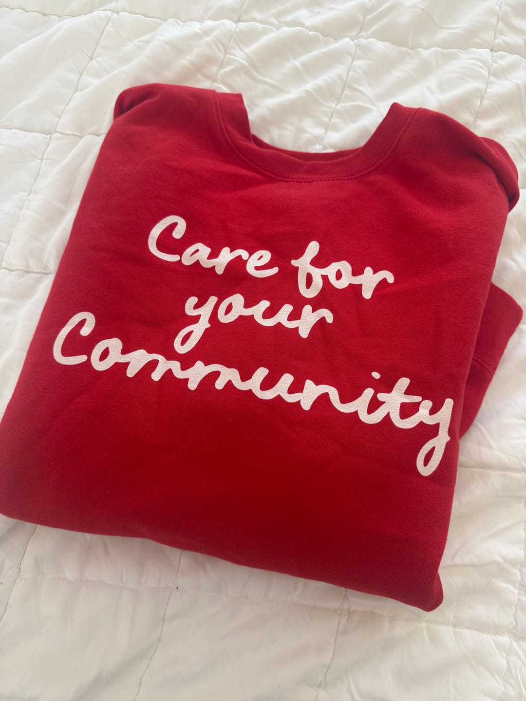 Customer photo review of Care For Your Community Premium Sweatshirt