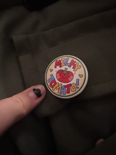 Customer photo review of Milky Tomato Logo Buttons