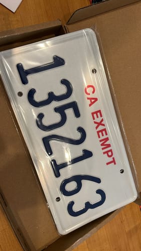 Customer photo review of 1998 STATE EXEMPT CALIFORNIA LICENSE PLATE CA EXEMPT 6"x12" (156.5mm x 305mm)