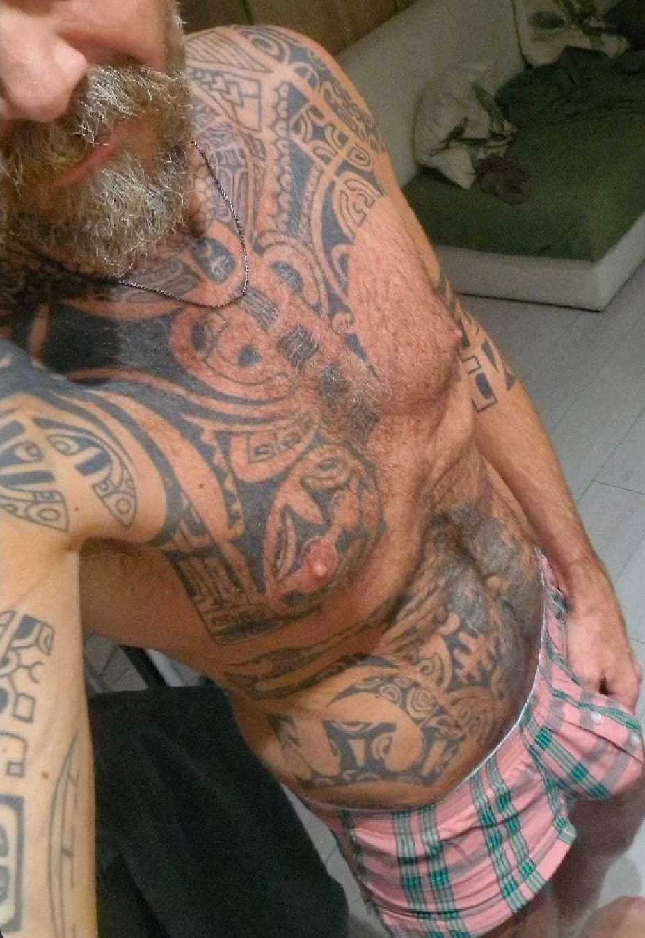 Customer photo review of 3 Pack Men’s Plaid Cotton Trunks with Button Fly