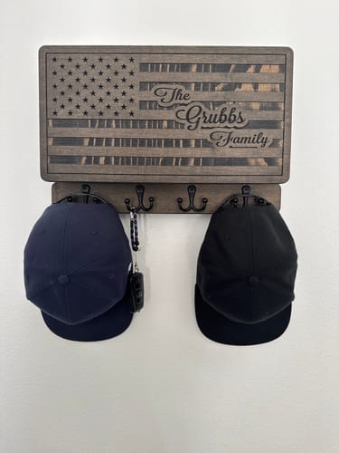 Customer photo review of PERSONALIZABLE FAMILY NAME ON FLAG MINI MODEL