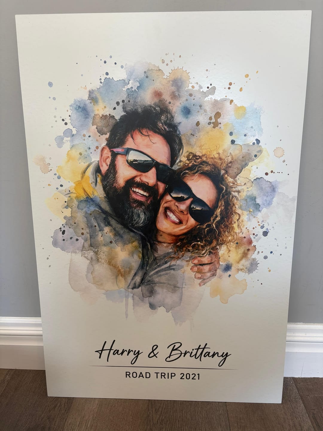 Customer photo review of Personalized Watercolor Metal Portrait