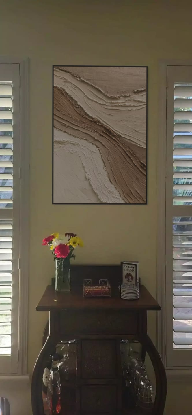Customer photo review of Earth Layers – Beige and Brown Abstract Textured Painting #RIS2(158)