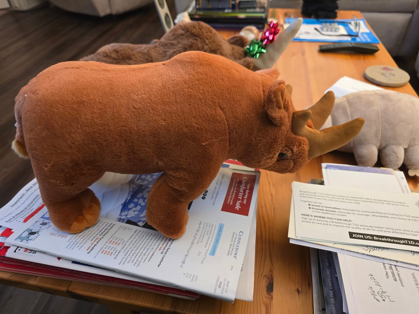 Customer photo review of Arsinoitherium Prehistoric Mammal Soft Stuffed Plush Toy