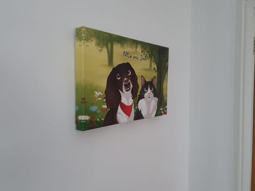 Customer photo review of Custom Cartoon Art Wrapped Pet Canvas