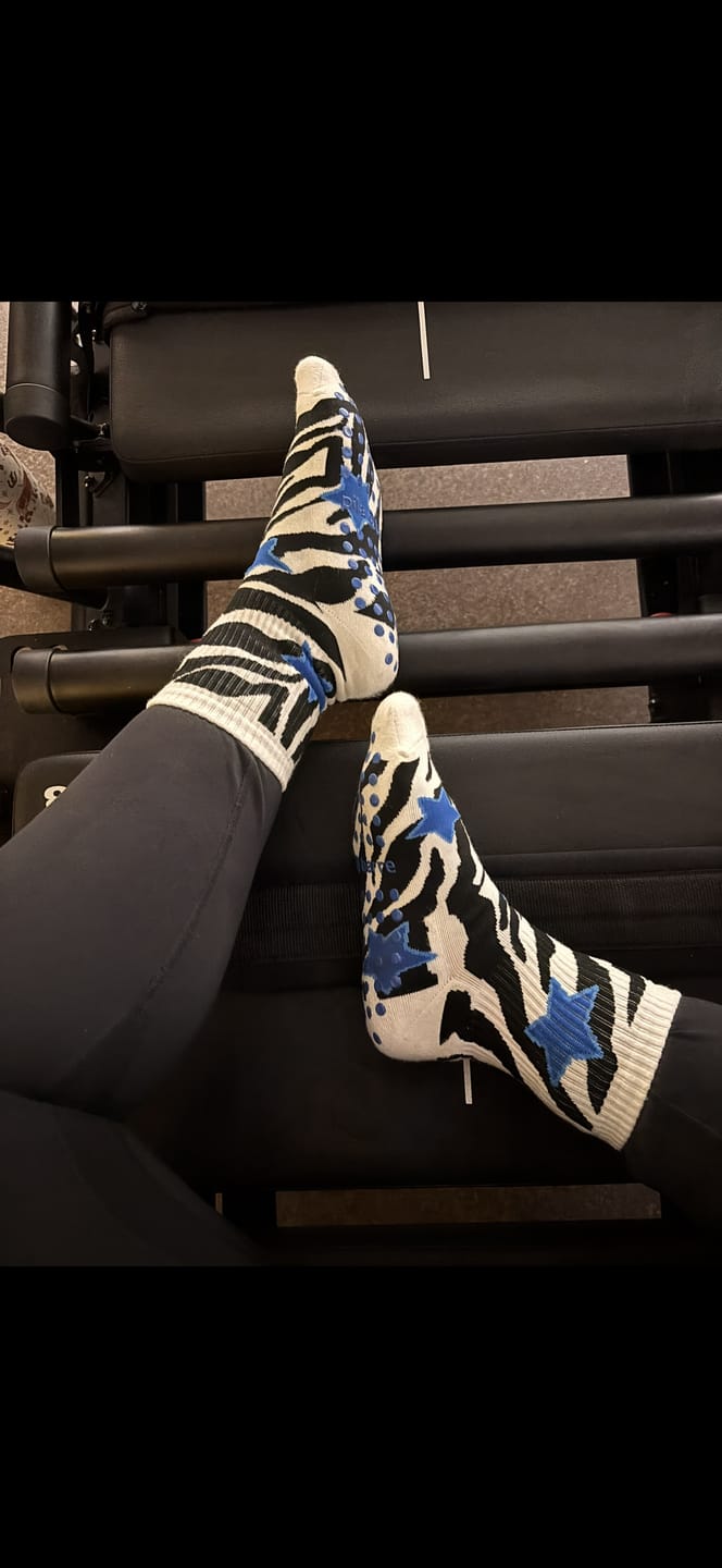 Customer photo review of Zebra Star Grip Socks