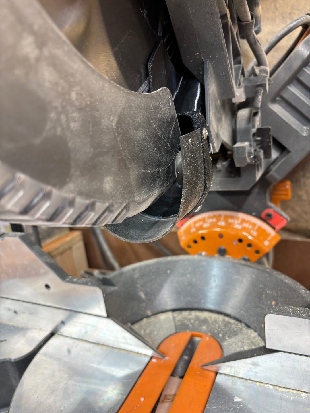 Customer photo review of Ridgid Dual Bevel Miter Saw Dust Collection