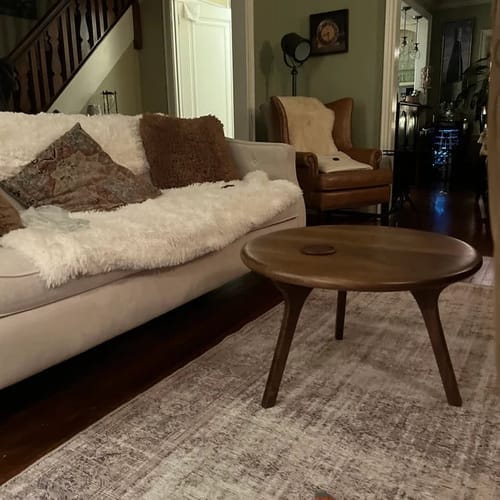 Customer photo review of Sidney Round Coffee Table - Solid Walnut Wood - Mid Century Modern Design