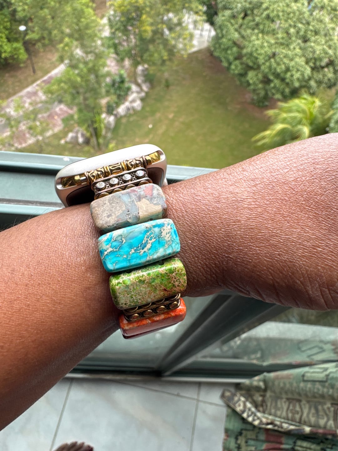 Customer photo review of Chic Chakra Stretch Apple Watch Strap