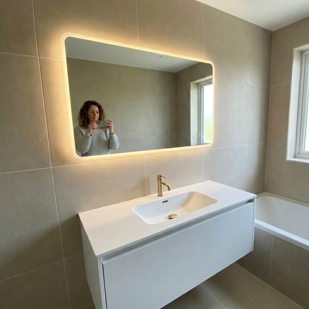 Avis de Isabelle V. — Miroir Rectangulaire Salle De Bain Led Antibuée 80x60 Bern – Bellori
