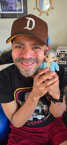 Customer photo review of Dolly® Personalized Crochet Doll with Photo Card