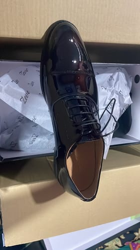 Customer photo review of Oxford Cap Toe Tux - Black Patent Leather