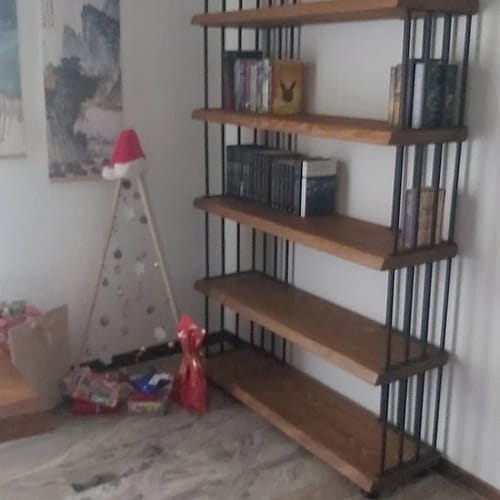 Customer photo review of Fargo Solid Wood Bookcase | Wide Rustic Design