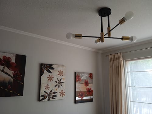Customer photo review of Lampara Techo Modelo LIMBA Color Negro/Dorado 4 soquetes