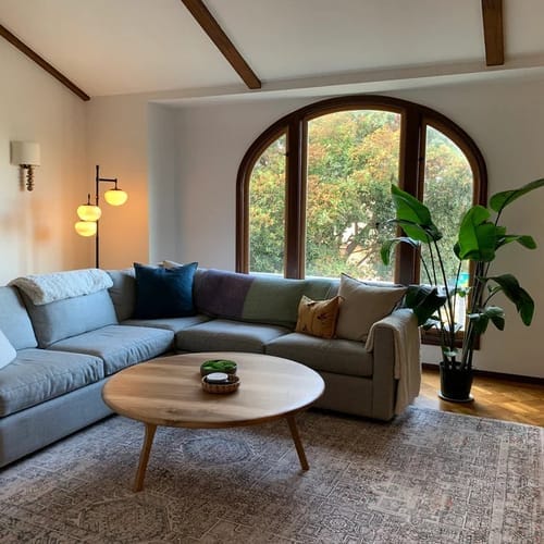 Customer photo review of Sidney Round Coffee Table - Solid Walnut Wood - Mid Century Modern Design