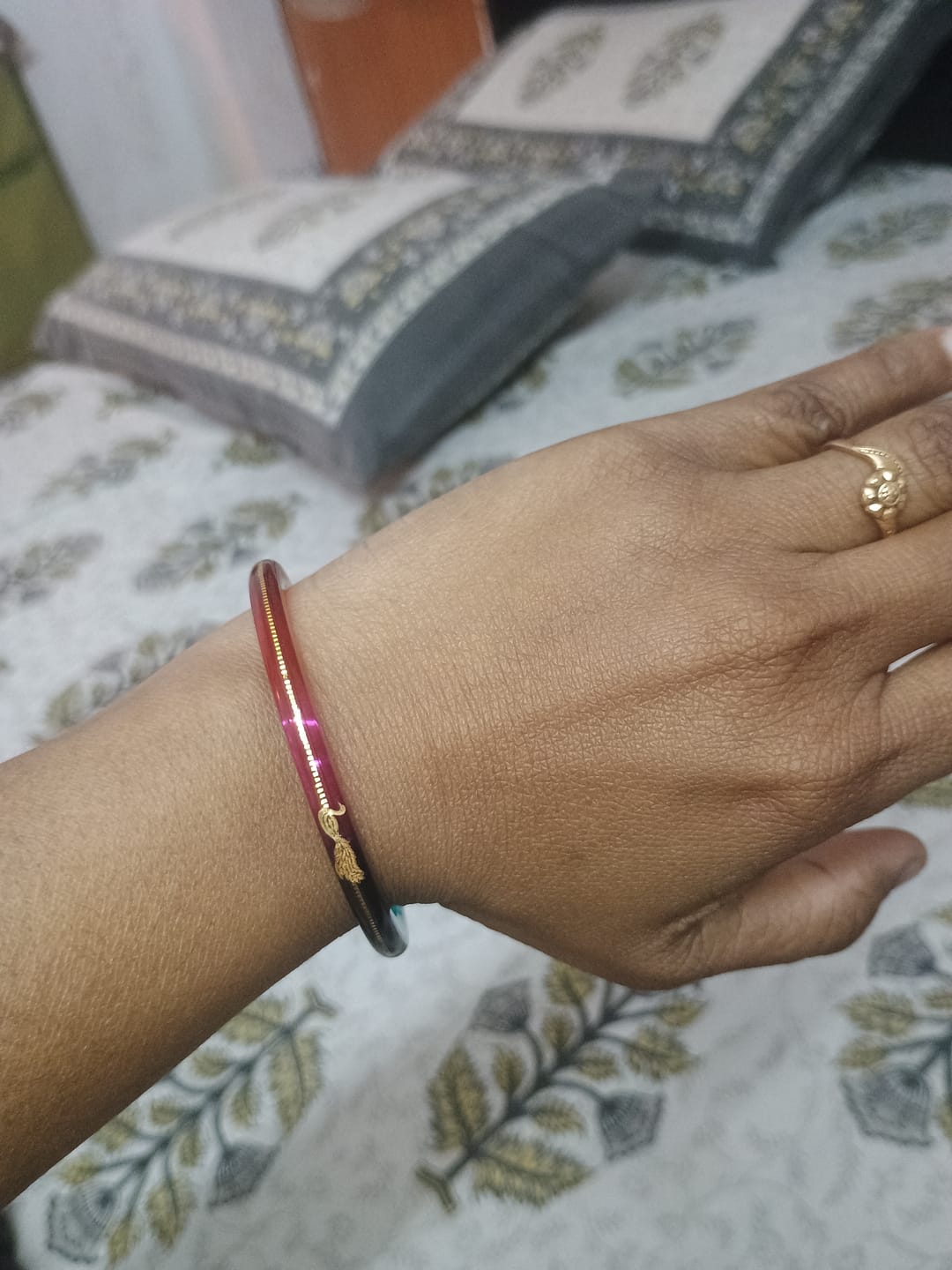 Customer photo review of "Mayur A Colorful Peacock Style!" - 916 22k Gold Bangles (Multicolour)