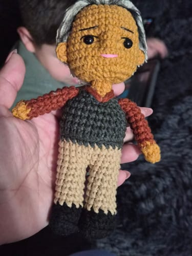 Customer photo review of Dolly® Personalized Crochet Doll with Photo Card