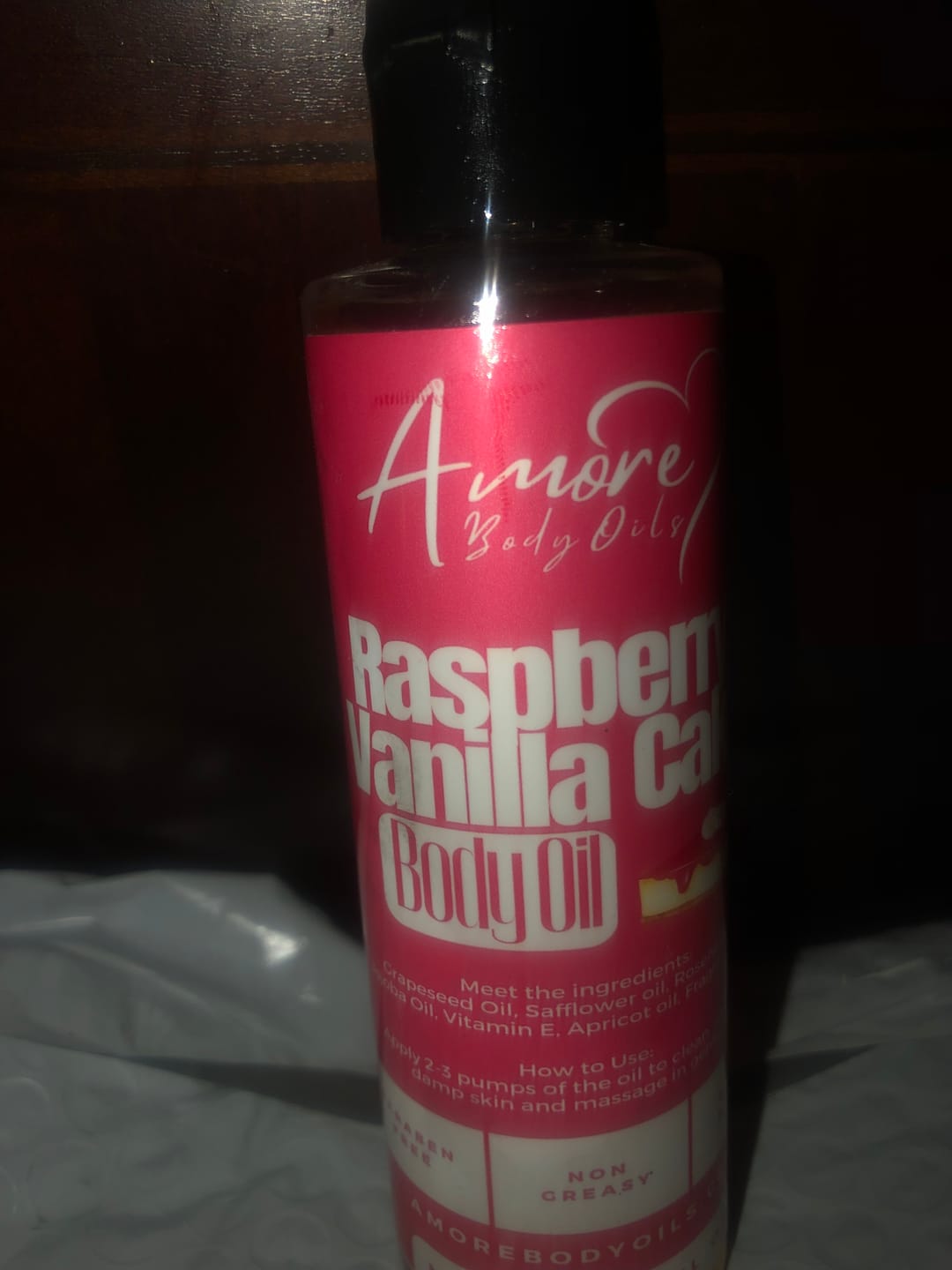 Customer photo review of Raspberry Vanilla Cake - Body Oil