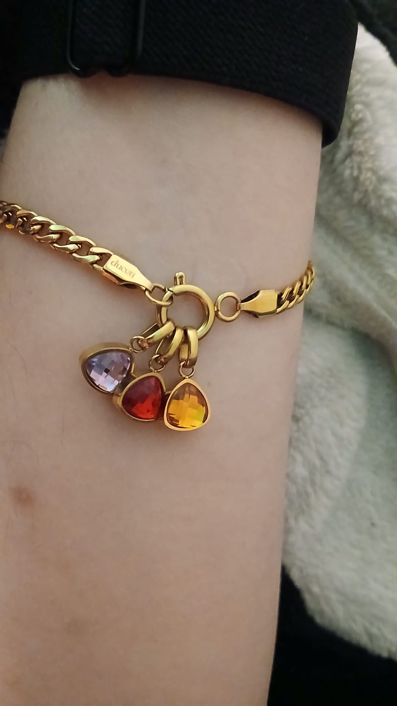 Customer photo review of Loose letter & birthstone bracelet gold