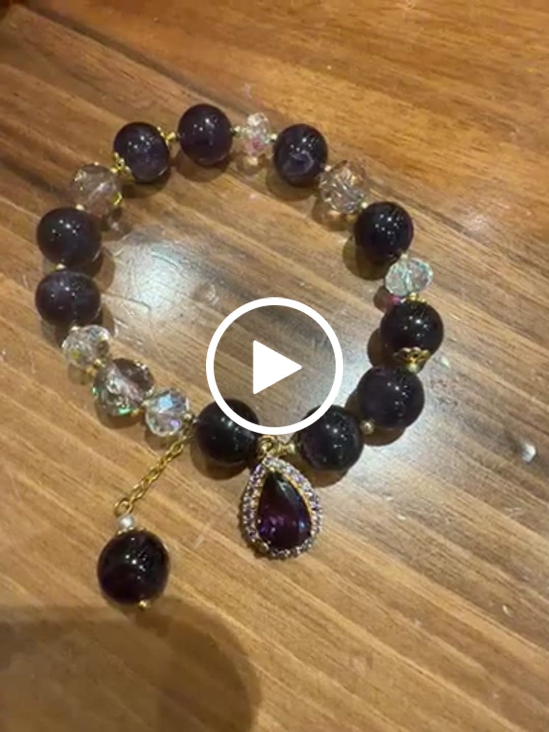 Customer video review of Natural Amethyst Zircon Love Heart Healing Soul Charm Bracelet
