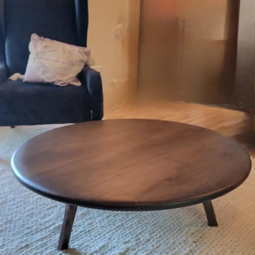 Customer photo review of Sidney Round Coffee Table - Solid Walnut Wood - Mid Century Modern Design