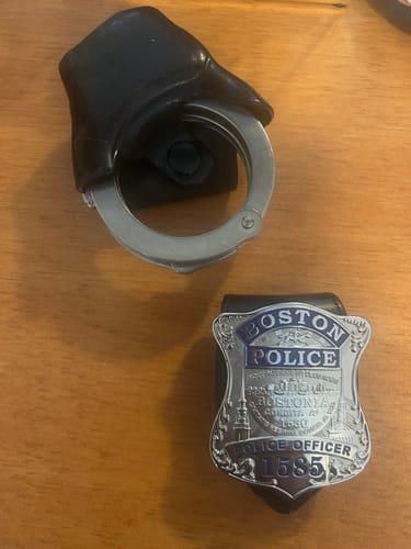 Customer photo review of Boston Police Officer Badge Solid Copper Replica Movie Props With Number 1585