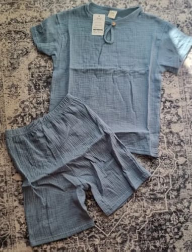 Customer photo review of Solid Color Muslin Shorts Set