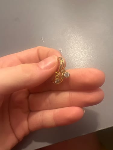 Customer photo review of Molly Gold Crystal Huggie Hoops