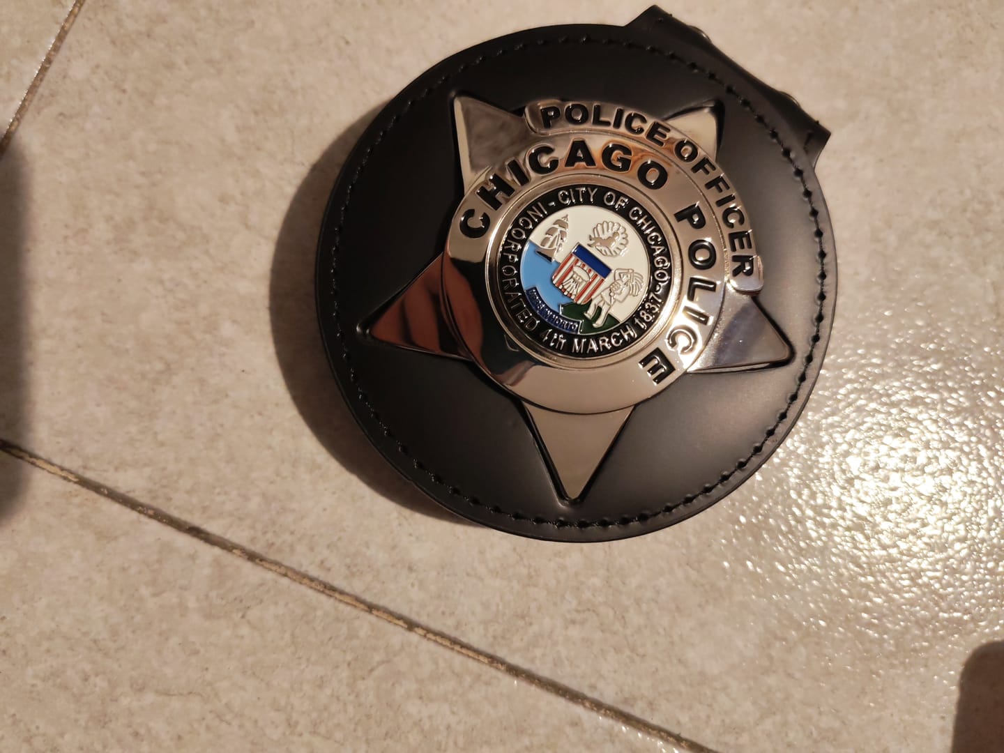 Customer photo review of CPD Chicago Police Officer Badge Exact Replica Customizable Number