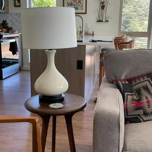 Customer photo review of Sidney Round Side Table -  Solid Walnut Wood