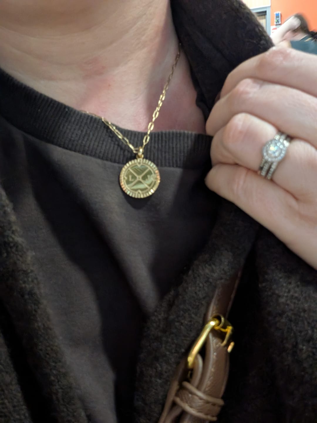 Customer photo review of Engravable Compass Necklace