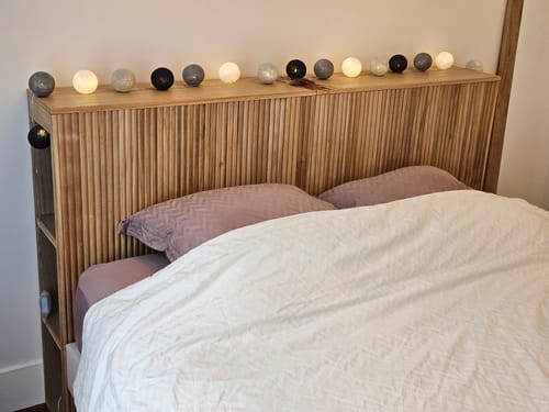 Customer photo review of ESLOV - Tête de lit 160 en bois avec rangements